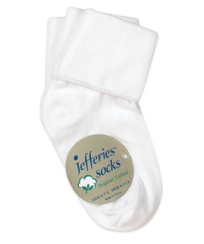 Jefferies Socks Girls and Boys Seamless Organic Cotton Turn Cuff Socks 3 Pair Pack
