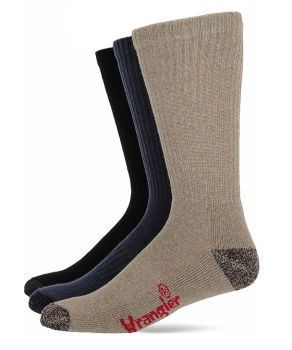Wrangler Mens Cotton Cushion Work Crew Boot Socks 3 Pair Pack