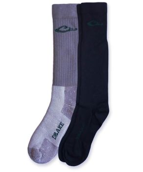 Drake Mens Merino Wool Polypropylene Tall Over the Calf Boot Sock System 2 Pair Pack