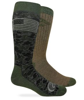 Ducks Unlimited Mens Full Cushion Camo American Flag Merino Wool Boot Socks 2 Pair Pack