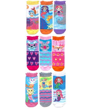 Jefferies Socks Girls Mermaid Animals Fashion Pattern Crew Socks 9 Pair Pack