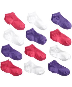 Jefferies Socks Girls Sport Low Cut Solid Color Liner Socks 12 Pair Pack  