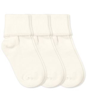 Girls Boys Baby Organic Cotton Smooth Toe Turn Cuff Ankle Socks 3 Pair Pack