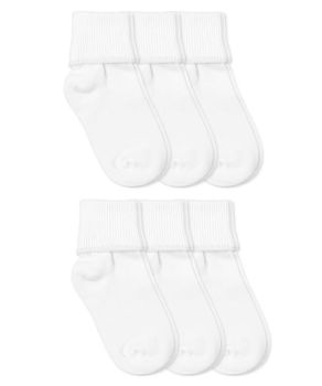 Girls Boys Seamless Smooth Toe Cotton Turn Cuff Socks 6 Pair Pack