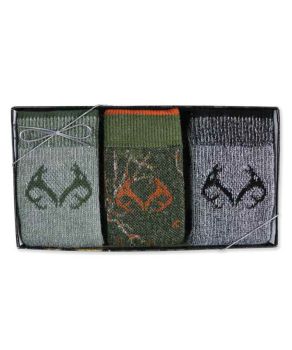 Realtree Mens Gift Box Merino Wool Camo Boot Socks 3 Pair Pack