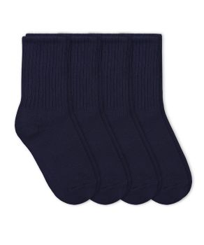 Jefferies Socks School Uniform Rib Crew Socks 4 Pair Pack