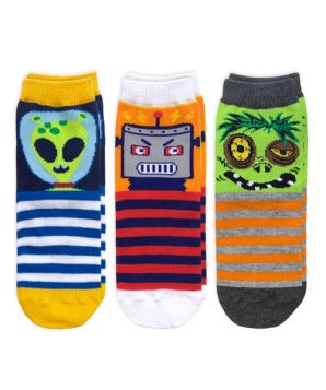 Jefferies Socks Boys Robot Alien Zombie Crew Socks 3 Pair Pack