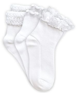 Jefferies Socks Girls Smooth Toe Eyelet Lace/Ripple/Bubble Quarter Ankle Socks 3 Pair Pack