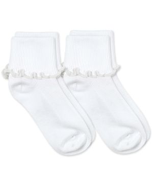 Jefferies Socks Girls Seamless Smooth Toe Ripple Edge Cotton Turn Cuff Socks 2 Pair Pack