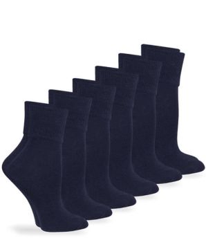 Jefferies Socks Womens Seamless Organic Cotton Turn Cuff Socks 6 Pair Pack