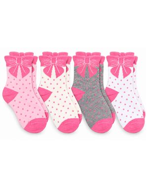 Jefferies Socks Girls Cotton 3D Bow Crew Socks 4 Pair Pack