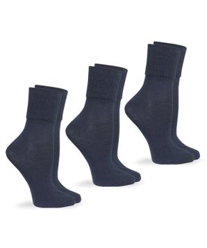 Jefferies Socks Womens Smooth Toe Cotton Turn Cuff Socks 3 Pair Pack