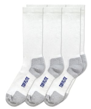 Top Flite Mens Seamless Smooth Toe Coolmax Crew Sport Socks 3 Pair Pack