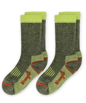 Wrangler Boys Smooth Toe Merino Wool Half Cushion Crew Socks 2 Pair Pack