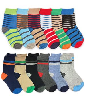 Jefferies Socks Boys Colorful Fun Stripes Cotton Crew Socks 12 Pair Pack