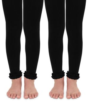 Jefferies Socks Girls Pima Cotton Ruffle Footless Tights 2 Pair Pack