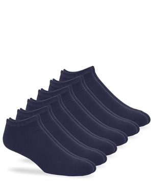 Jefferies Socks Mens Smooth Toe Navy Sport Low Cut Socks 6 Pair Pack