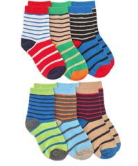 Jefferies Socks Boys Colorful Multi Stripe Pattern Crew Socks 6 Pair Pack