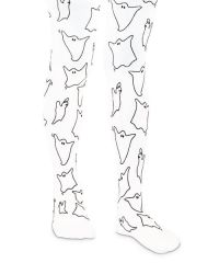 Jefferies Socks Girls Halloween Black and White Ghost Tights 1 Pair
