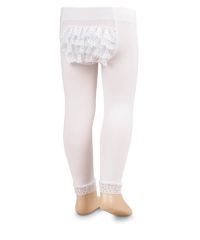 Jefferies Socks Baby Girls Microfiber Nylon Rhumba Ruffle Lace Footless Tights 1 Pair