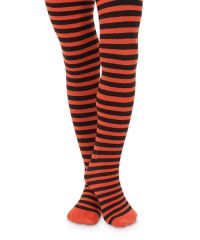 Jefferies Socks Girls Halloween Orange/Black Stripe Costume Tights 1 Pair