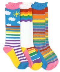 Jefferies Socks Girls Rainbow Knee High Socks 3 Pair Pack
