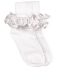 Jefferies Socks Girls Misty Ruffle Cotton Turn Cuff Socks 1 Pair