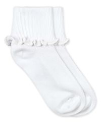 Jefferies Socks Girls Seamless Smooth Toe Ripple Edge Turn Cuff Socks 1 Pair