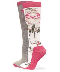 Realtree Womens Snow Camo Merino Wool Blend Boot Crew Socks 2 Pair Pack