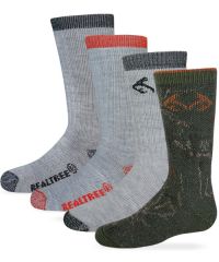 RealTree Boys Merino Wool Crew Boot Socks 4  Pair Pack