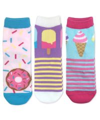 Jefferies Socks Donut Popsicle Ice Cream Pattern Crew Socks 3 Pair Pack