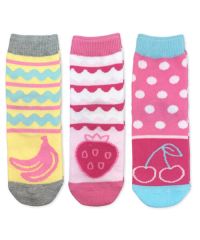 Jefferies Socks Sundae Banana Strawberry Cherry Fruit Pattern Crew Socks 3 Pair Pack
