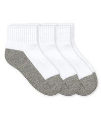 Jefferies Socks Girls and Boys Seamless Sport Quarter Half Cushion Socks 3 Pair Pack