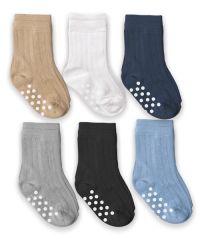 Jefferies Socks Baby Boys Non-Skid Rib Crew Socks 6 Pair Pack