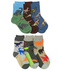 Jefferies Socks Boys Dinosaurs Animals Pattern Crew Socks 6 Pair Pack