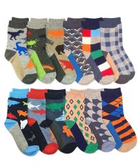 Jefferies Socks Boys Colorful Novelty Pattern Variety Crew Socks 12 Pair Pack