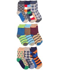 Jefferies Socks Boys Fun Novelty Pattern Dress Crew Socks 9 Pair Pack