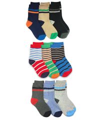 Jefferies Socks Boys Colorful Stripe Crew Socks 9 Pair Pack