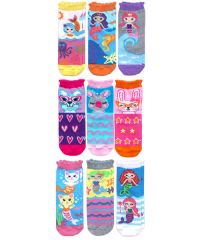 Jefferies Socks Girls Mermaid Animals Fashion Pattern Crew Socks 9 Pair Pack