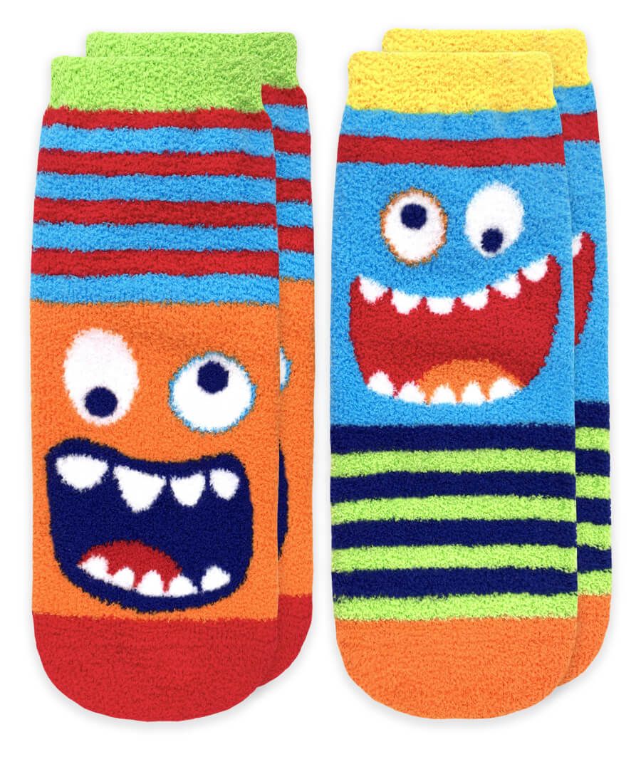 Jefferies Socks Monster Fuzzy Non-Skid Slipper Socks 2 Pair Pack