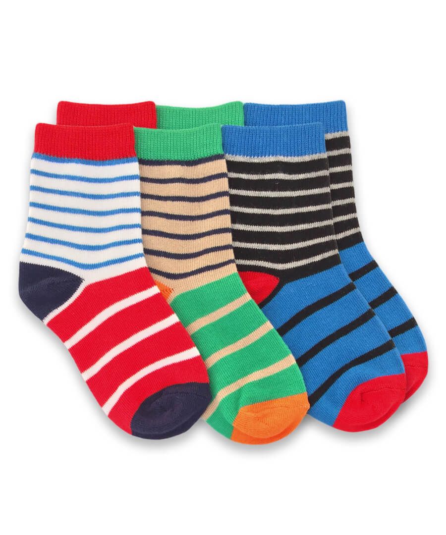 Jefferies Cotton Crew Socks 3-Pack Primary Multi-Colored Ages 2-10 Years 