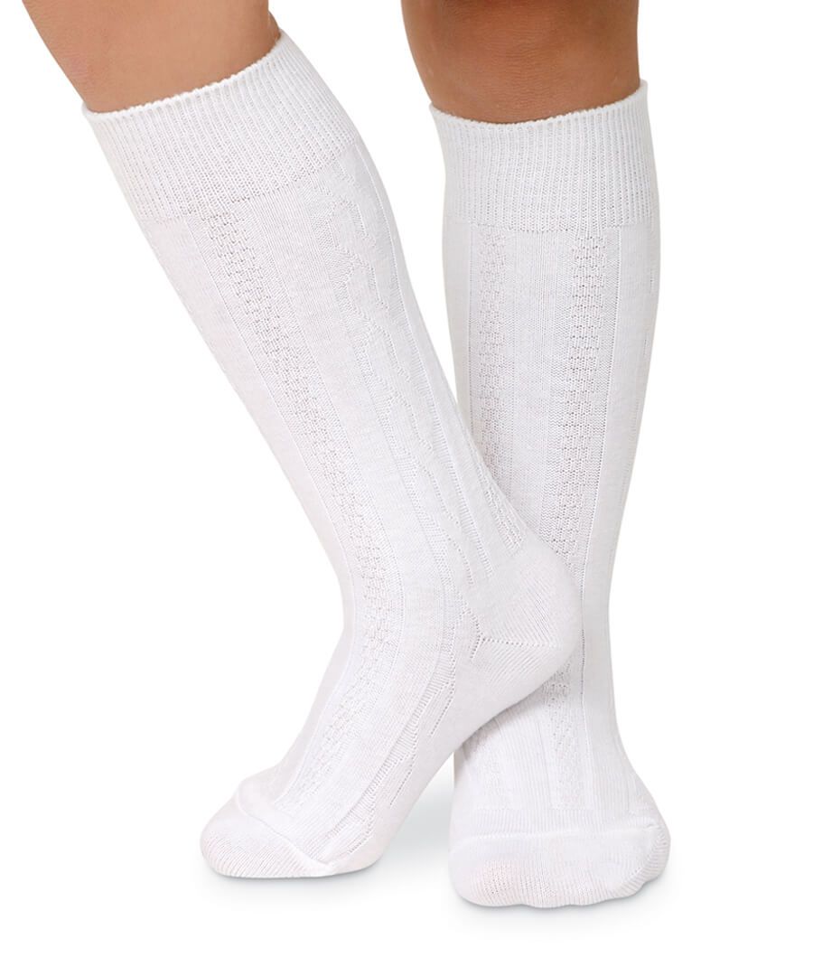 New Gold Toe Girl's Cable Knit Knee High Uniform Socks Pack of 6