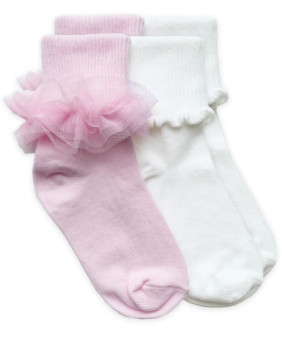 Jefferies Socks Girls Ruffle & Ripple Edge 2 Pair Pack