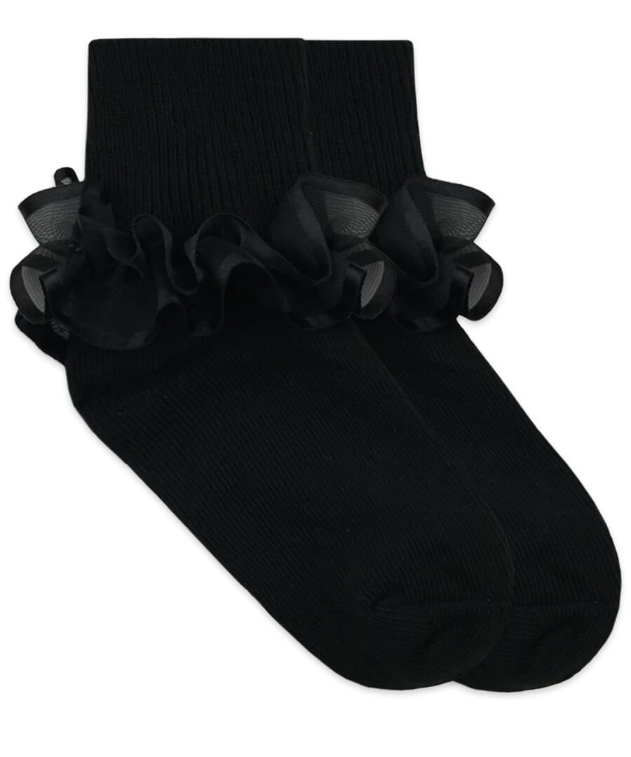 Jefferies Socks Double Lace Nylon Turn Cuff Socks 1 Pair