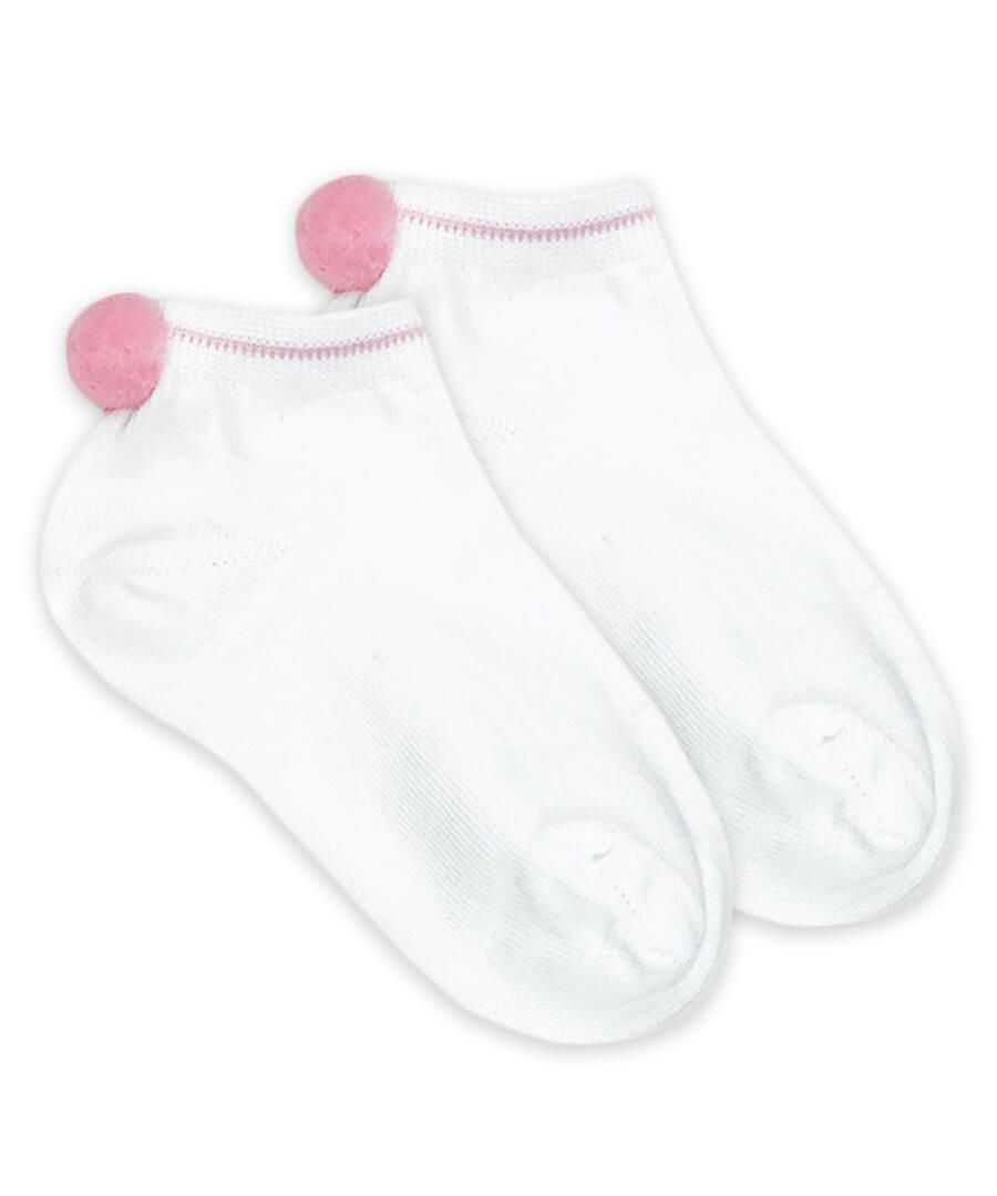 Jefferies Socks Girls Seamless Smooth Toe Pom Pom Low Cut Socks