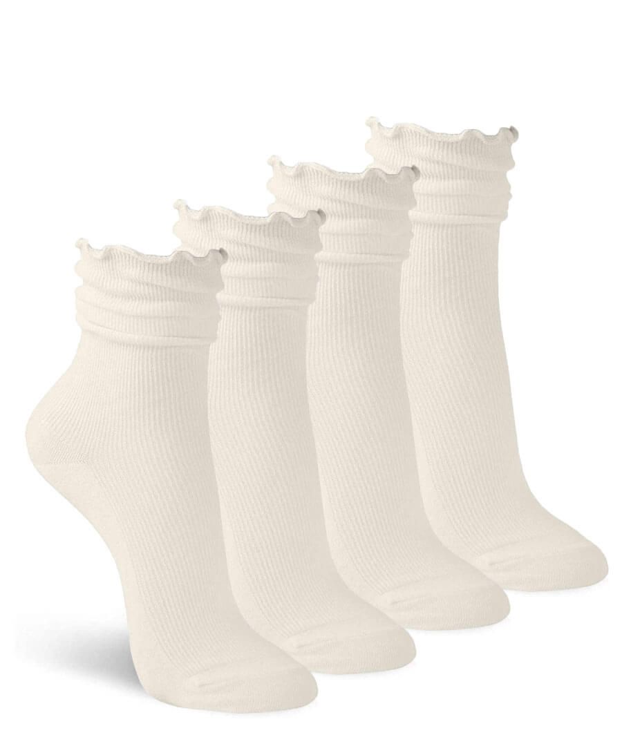 Jefferies Socks Womens Ruffle Ankle Cotton Slouch Cuff Crew Socks