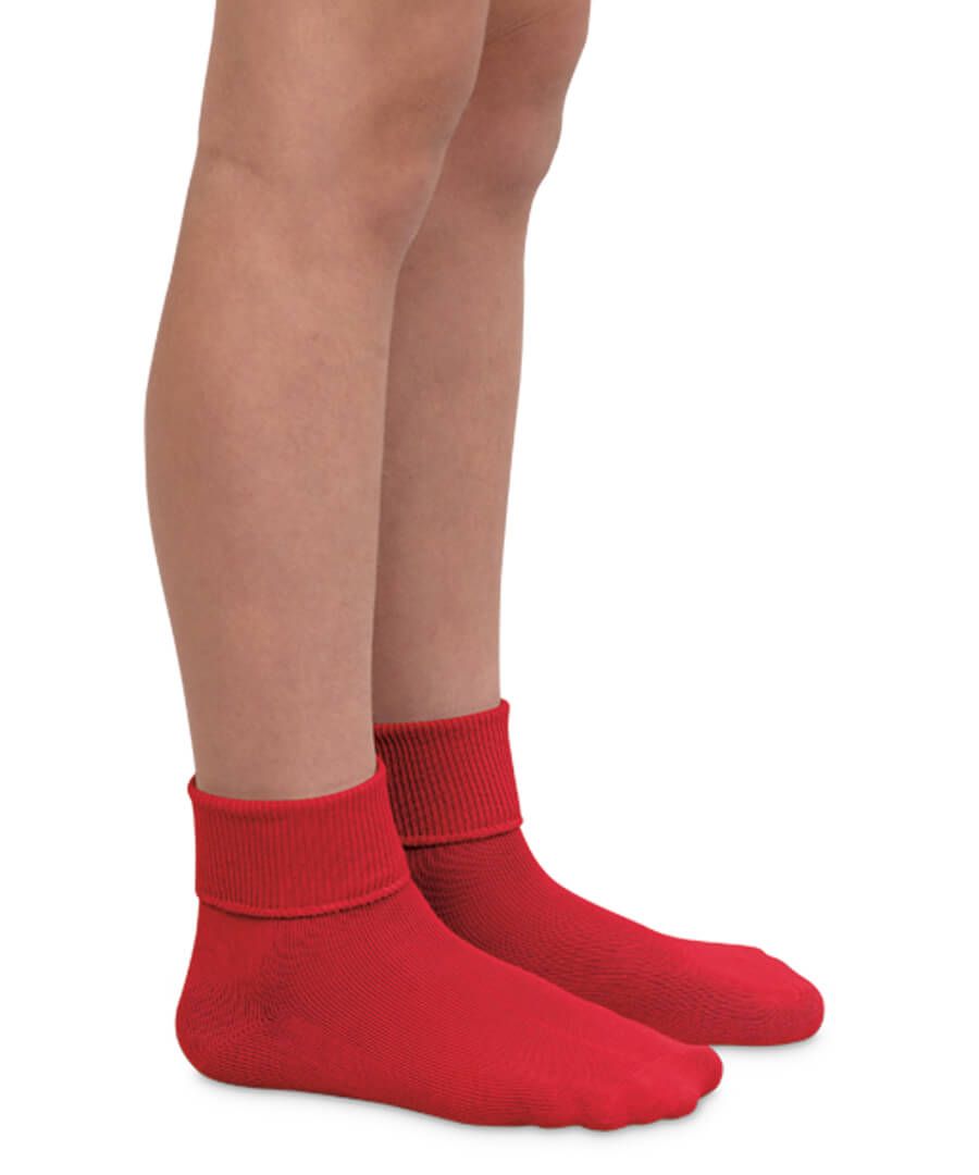 Jefferies Socks Girls Seamless Organic Cotton Turn Cuff Socks