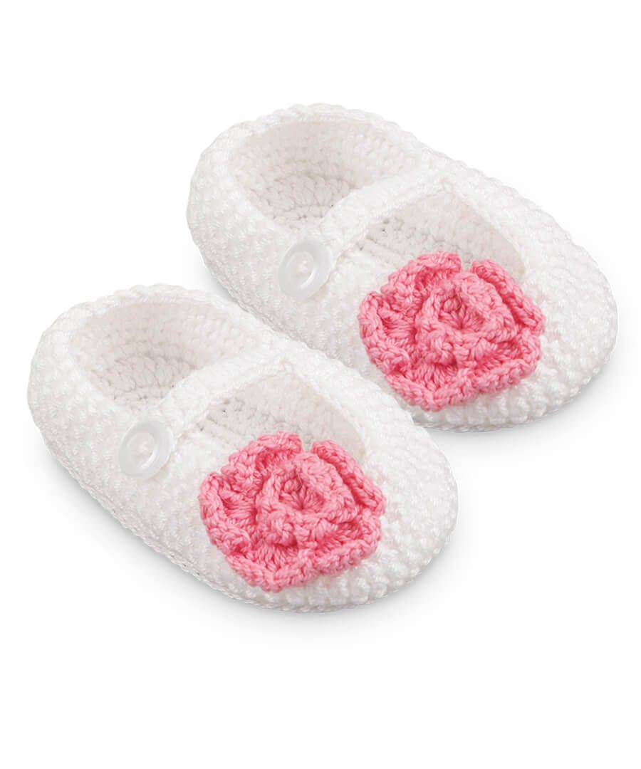 Jefferies Socks Baby Girls Flower Mary Jane Crochet Bootie