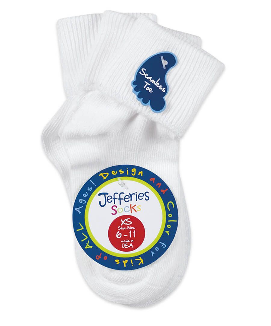 Jefferies Socks Girls and Boys Seamless Smooth Toe Turn Cuff Socks 3 ...
