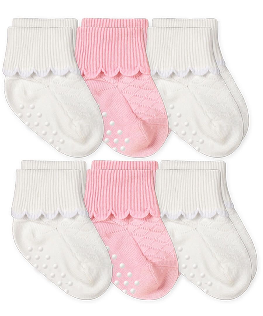 Jefferies Socks Baby Girls Non-Skid Scalloped Turn Cuff Socks 6